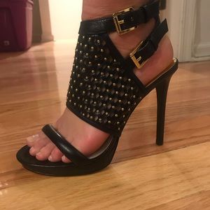 Michael Kors caged gold studded heels
